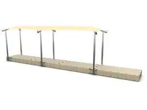 EZ Shade 6.5' x 30' canopy on a beige EZ Dock in Arizona color