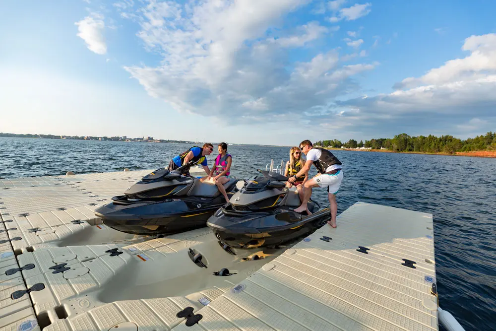 Dock with gangway on a residential lake lot