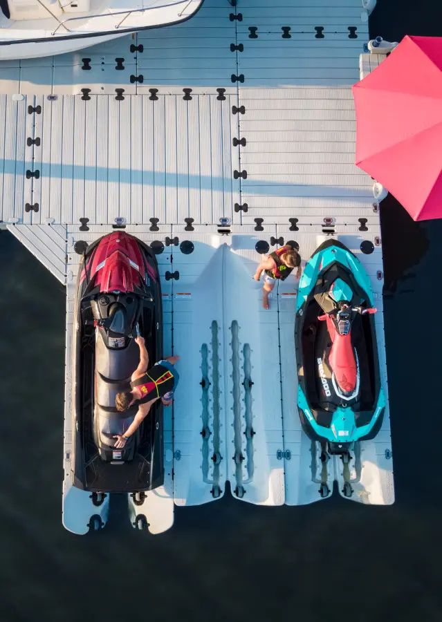 EZ Dock PWC Port with personal watercraft loaded